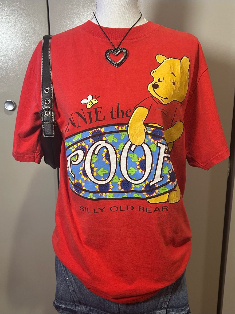Disney Red Winnie the Pooh Graphic Tee with Yellow Character
